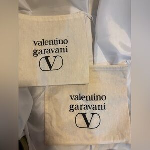 Vintage Lot Of 2 Valentino Garavani Dust Bag Purse Shoe Cover Large White Black